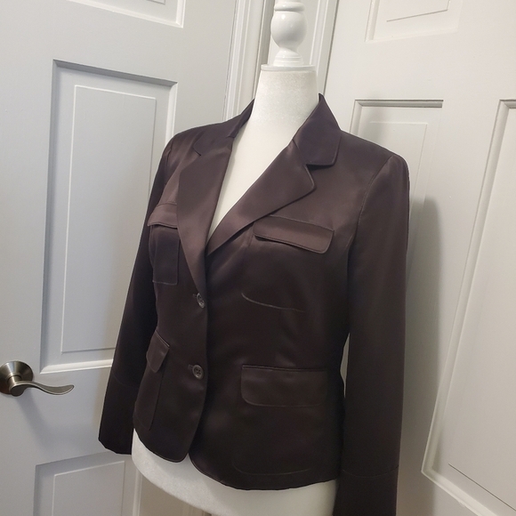 EC Axcess Liz Claiborne Brown Sateen Feel Blazer Size 14, Chic, City, Stylish - Picture 2 of 8